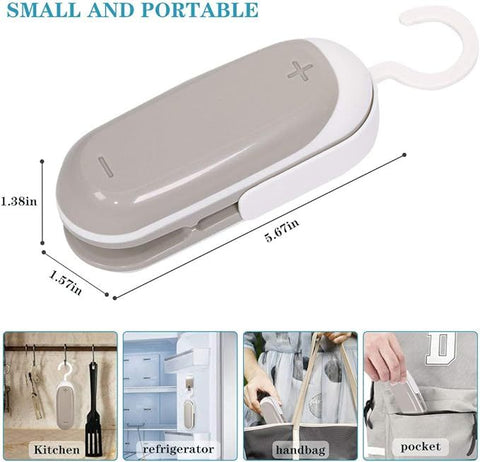 Lot de 2 mini scelleuses de sacs, scelleuses sous vide portables en plastique, mini scelleuse alimentaire 2 en 1 avec coupe-sac, pour sacs en plastique et conservation des aliments