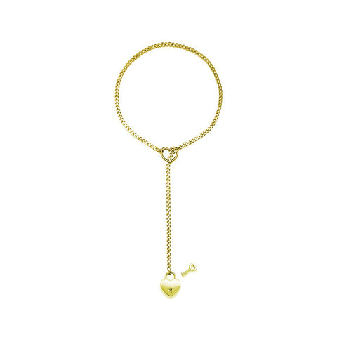 Collier réglable en forme de cœur, maille cubaine