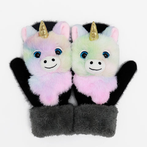 Gants d'hiver en peluche animaux pour femmes