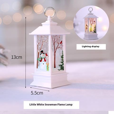 Lampe à Huile Portable de Noël Père Noël Lumières LED de Nuit Alimentées par Piles Lanternes Suspendues Intérieures Extérieures Décoration de Fête Festive