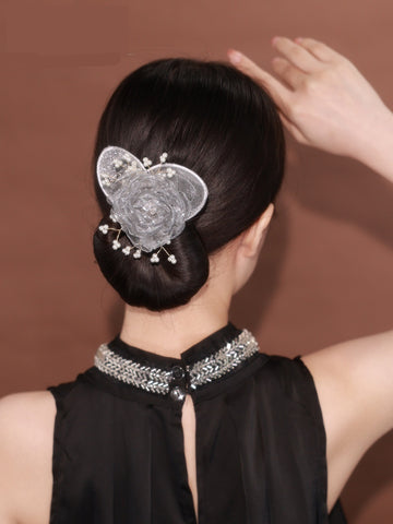 Buy Starry Sky Flower Style Updo Topknot Hair Clip Black Exquisite Headdress online at Fashionner.