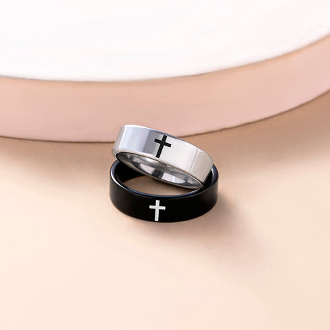 Bague Couple Acier Inoxydable Croix