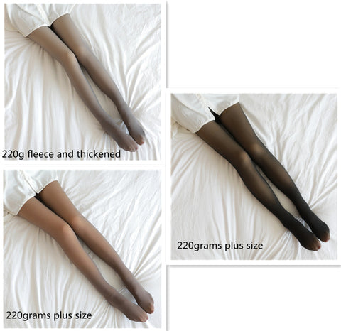 Fake Translucent Plus Size Leggings Fleece Lined Tights Fall And Winter Warm Fleece Pantyhose Women Fleece Lined Pantyhose Thermal Winter Tights - Fashionner