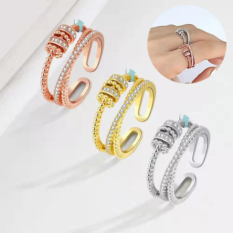 Anneaux d'anxiété pivotants avec perles, anneaux anti-stress pour femmes et hommes, bijoux