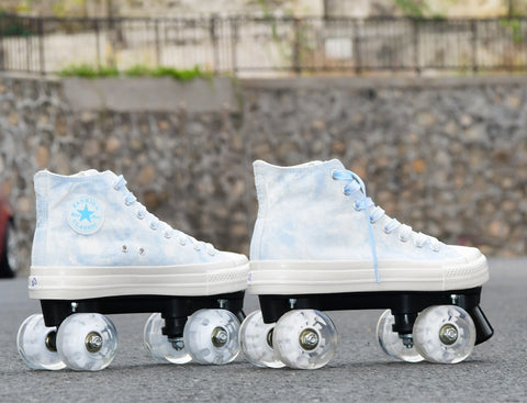 Patins à roulettes doubles à quatre roues pour adultes en toile camouflage