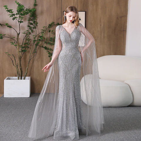 Robe de soirée sirène amincissante pour hôtesse de banquet