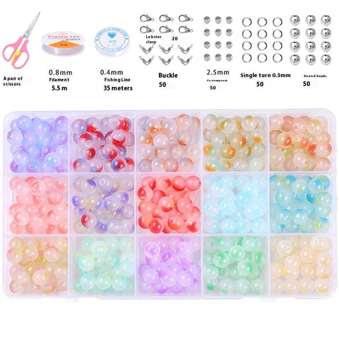 Perles rondes doubles en cristal de verre, kit de matériaux pour bracelet DIY fait à la main, boîte d'accessoires, matériaux pour enfiler les perles