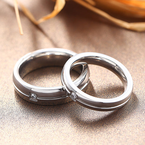 Bagues de Couple en Acier Titane Simple pour Hommes et Femmes