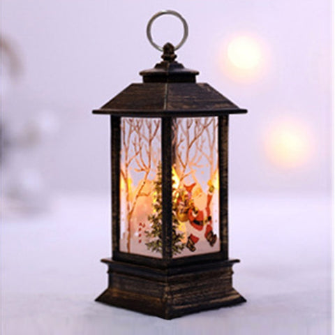 Lampe à Huile Portable de Noël Père Noël Lumières LED de Nuit Alimentées par Piles Lanternes Suspendues Intérieures Extérieures Décoration de Fête Festive