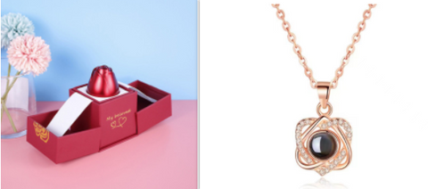 Hot Valentine's Day Gifts Metal Rose Jewelry Gift Box Necklace For Wedding Girlfriend Necklace Gifts - Fashionner