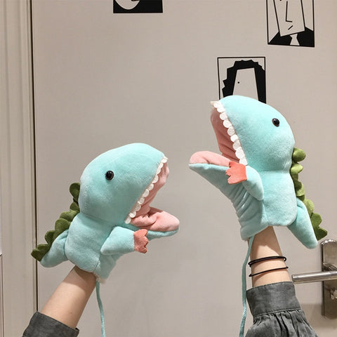 Gants dinosaures d'automne et d'hiver pour femme motif dessin animé