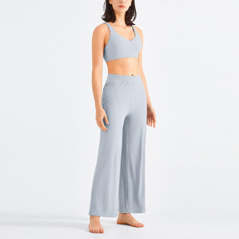 Pantalon de yoga ample évasé Athleisure à cordon de serrage