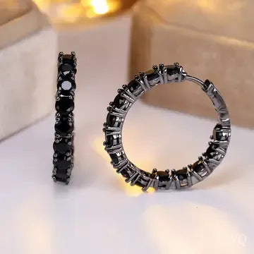 Buy Versatile Dark-Style Black Fully Diamond-Studded Earrings online at Fashionner.