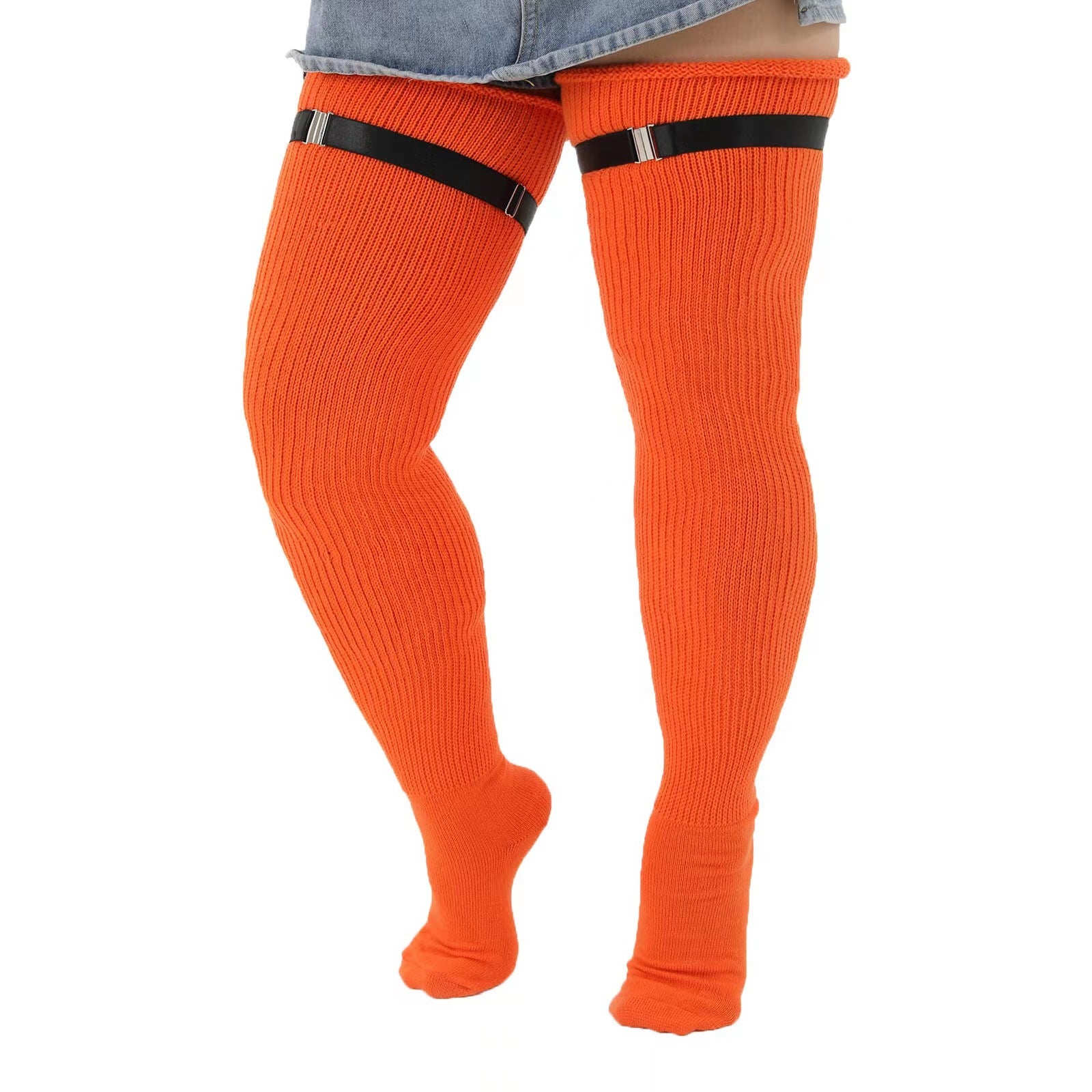 Knee Length Anti Slip Long Tube With Thick Wool Knitted Garter Buckle - Fashionner