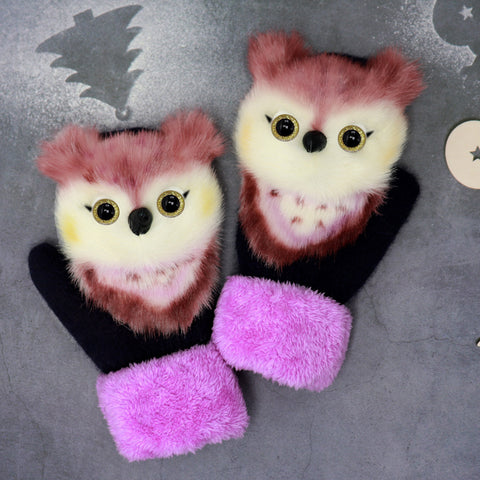 Gants d'hiver en peluche animaux pour femmes