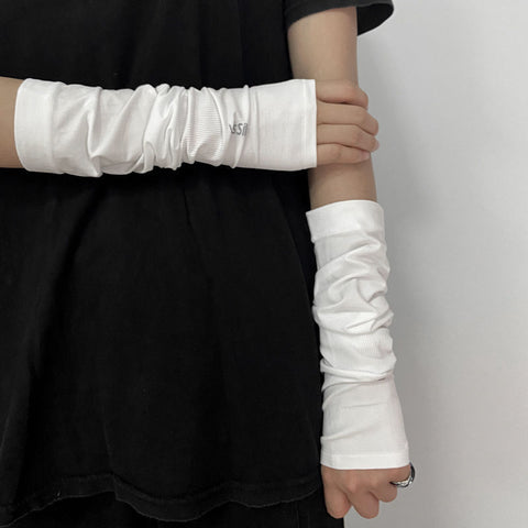 Cache-bras de protection solaire pour femme, style punk, à demi-doigts