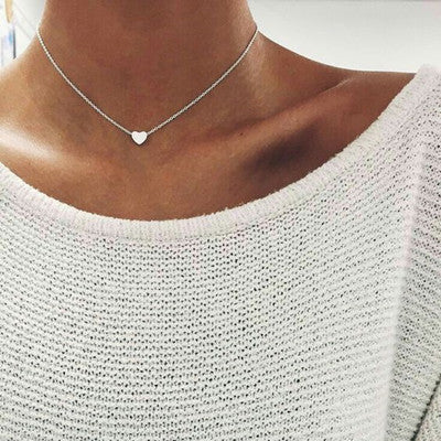 Simple Fashion Gold Color Double-sided Love Pendant Necklaces Clavicle Chains Necklace Women Jewelry Valentines Day Gift - Fashionner