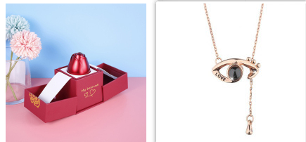 Hot Valentine's Day Gifts Metal Rose Jewelry Gift Box Necklace For Wedding Girlfriend Necklace Gifts - Fashionner