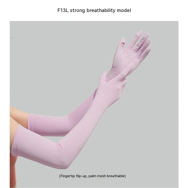 Nylon Ice Silk Long Sun Protection Ice Sleeve Gloves Women's UV Protection Sleeves Sun Protection Summer Long Arm Guard
