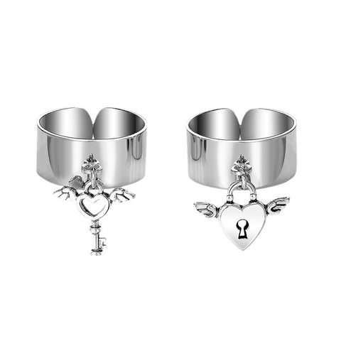 Bague Ajustable Verrou et Clé pour Couples