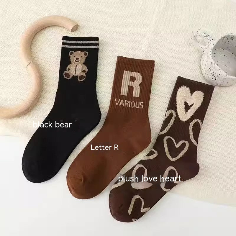 Feather Yarn Plush Bear Socks For Women - Fashionner