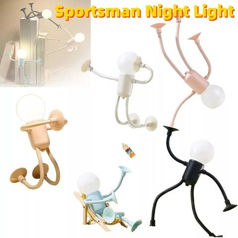 Veilleuse Sportif Rigolo Forme Modifiable Lampe Polyvalente Créative Originale Ornement Lampe de Bureau à Piles Bouton Ventouse