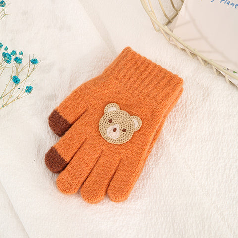 Gants en laine tricotés à cinq doigts pour enfants