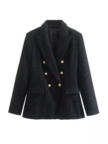 Blazer urbain décontracté texturé croisé pour femme