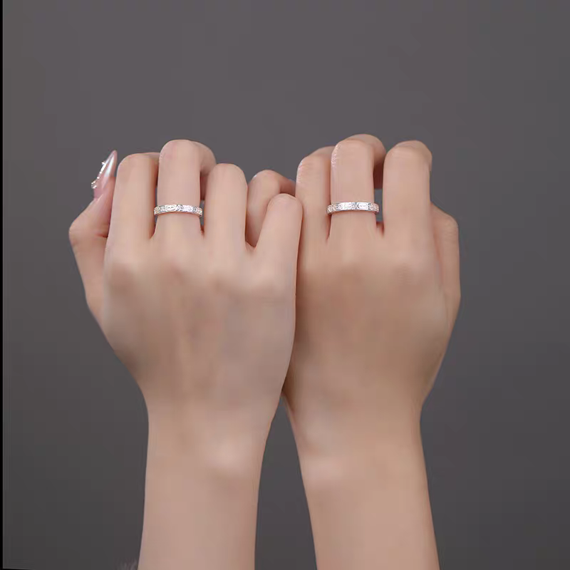 Buy 1 Pair 999 Sterling Silver Engraved Lucky Totem Couple Rings, Retro Minimalist Style, Suitable For Daily Wear & Valentine'S Gift online at Fashionner.
