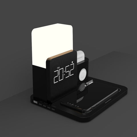 Réveil numérique à LED Veilleuse Chargeur sans fil magnétique