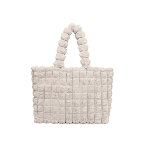 Plaid Handbags Winter Fashion High Capacity Shopping Plush Bag Korean Style Personalized Designer Luxury Tote Bags For Women - Fashionner