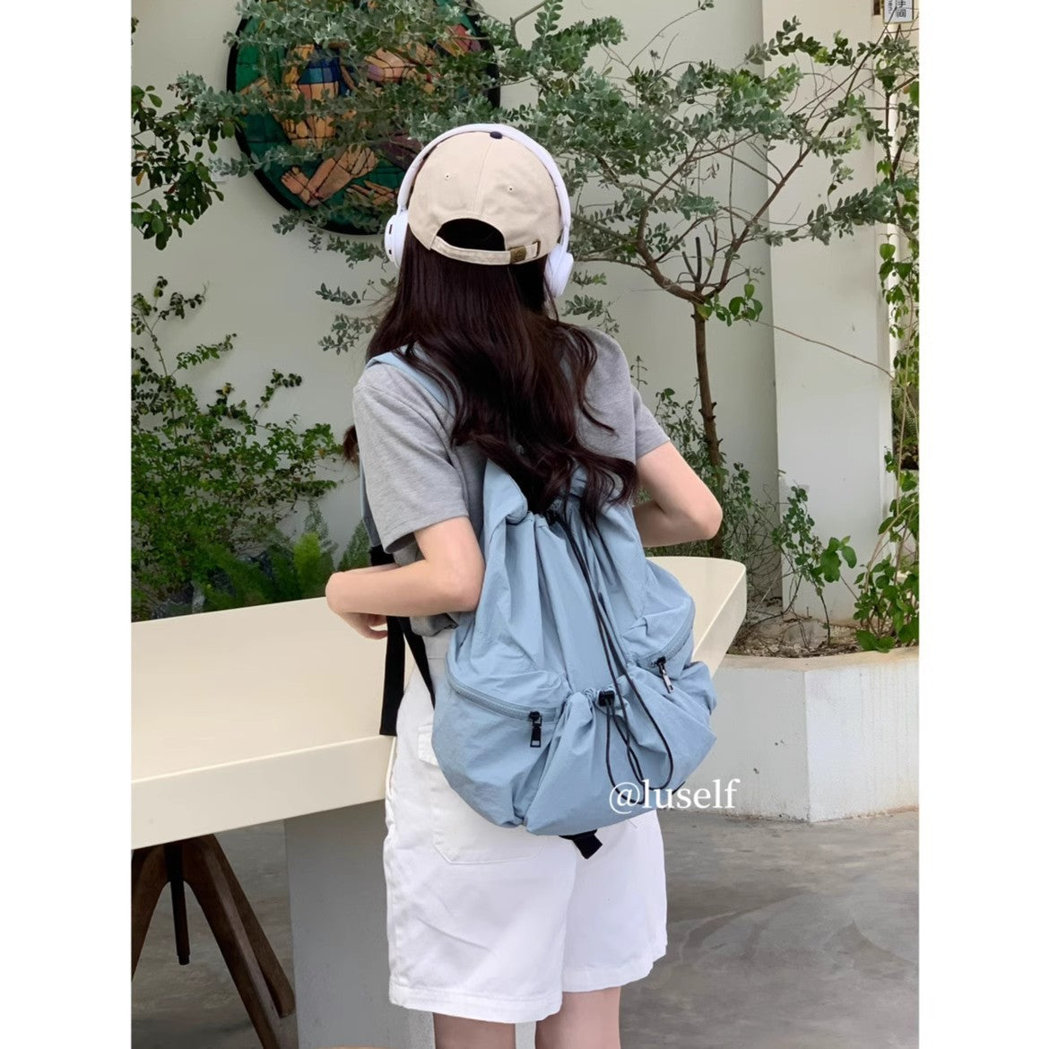 Large Capacity Student Schoolbag Casual Versatile Pleated Nylon Canvas - Fashionner