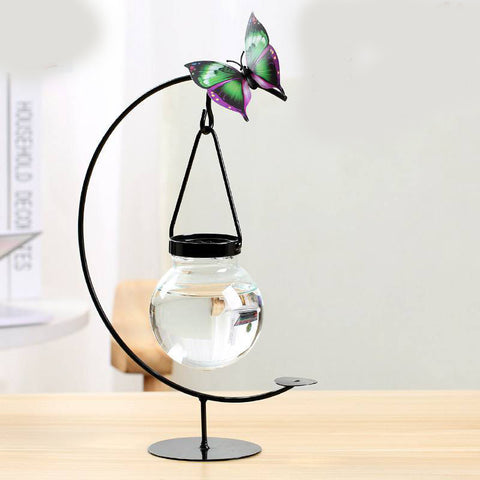 Décoration de Table Créative en Fer Forgé Vase Hydroponique