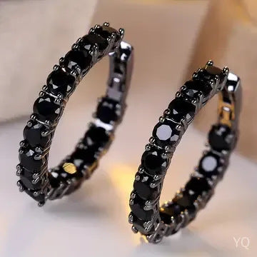 Buy Versatile Dark-Style Black Fully Diamond-Studded Earrings online at Fashionner.
