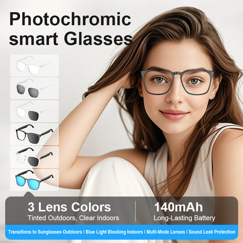 Lunettes Intelligentes à Traduction IA Photochromiques Bluetooth Sans Fil