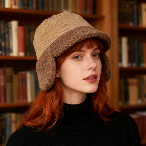 Fashion Winter Bucket Hat-Dark Coffe