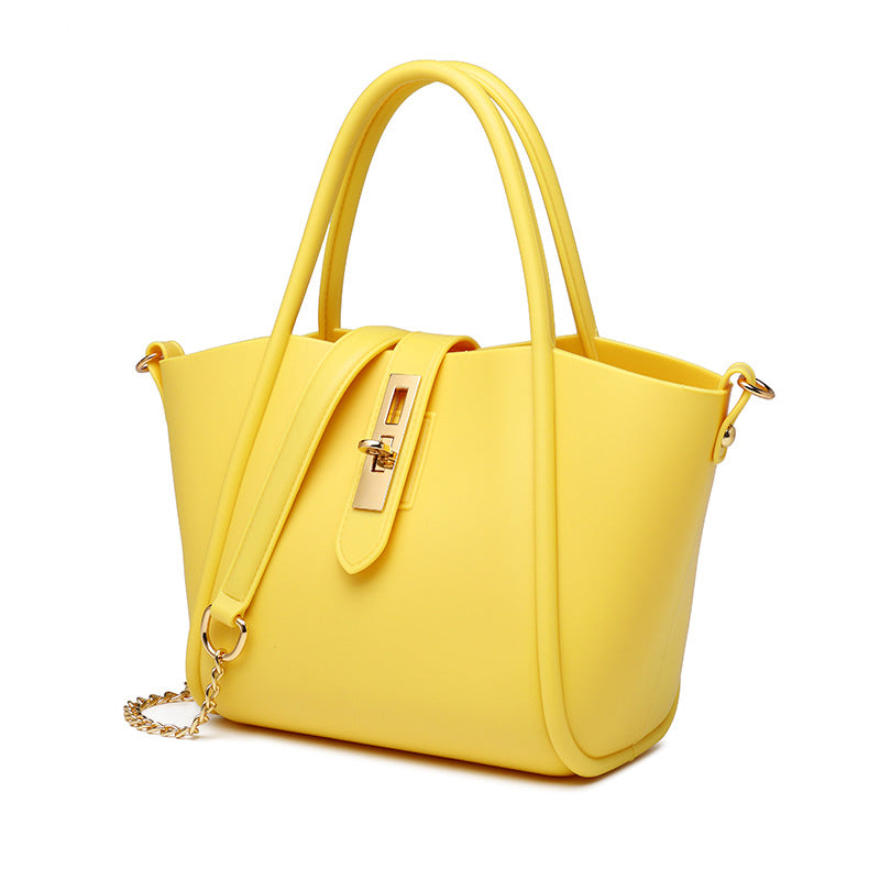 Portable Women's Leather Fashion Vegetable Basket Shoulder Messenger Bag - Fashionner