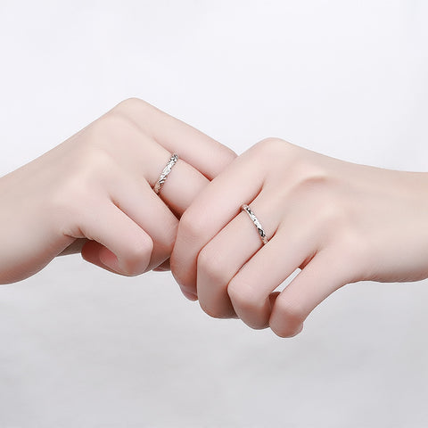 Bague de couple en argent sterling, modèle coréen pour homme et femme