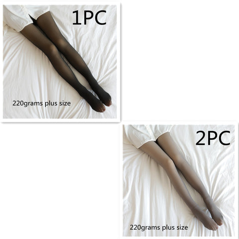 Fake Translucent Plus Size Leggings Fleece Lined Tights Fall And Winter Warm Fleece Pantyhose Women Fleece Lined Pantyhose Thermal Winter Tights - Fashionner