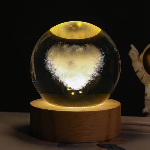Ciel étoilé lumineux et planètes Lune Cristal de Lune Veilleuse Lampe de projection Lumière d'ambiance Cadeau créatif Nouveau cadeau insolite