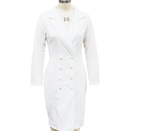 Buy Double-Breasted Blazer Dress Fashion Slim-Fitting Hip-Wrapped Lapel Long-Sleeved Dresses Office Commuting Long Jacket Outwear For Women'S Clothing online at Fashionner.