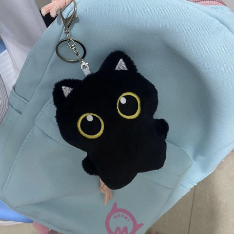 Pendentif poupée en peluche chat noir mignon