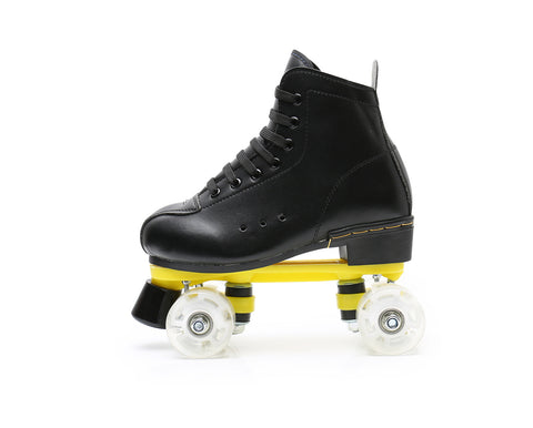 Borg Adult Double-rangée Patins à roulettes à quatre roues en cuir de vachette PU Flash Complet