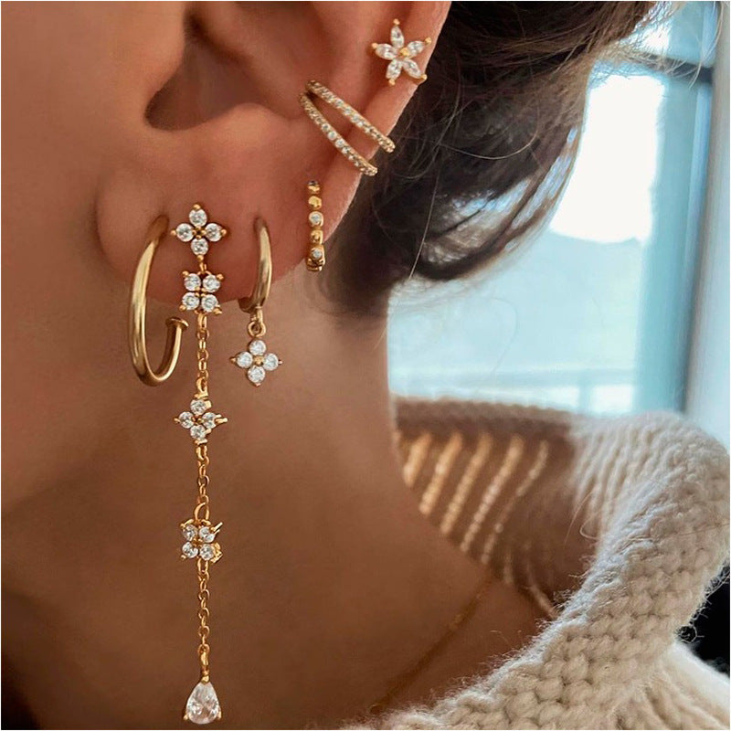 Buy Womens Color Zircon Purple Bauhinia Flower Earrings online at Fashionner.