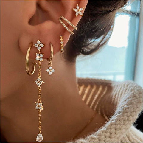 Buy Womens Color Zircon Purple Bauhinia Flower Earrings online at Fashionner.
