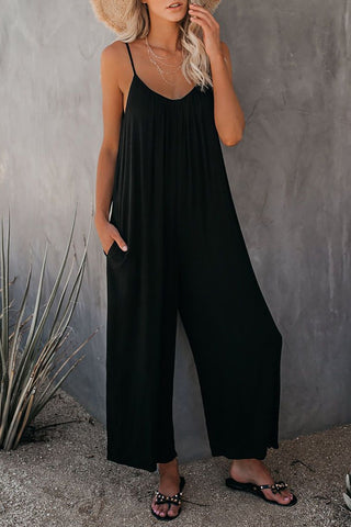 Flowers Print Suspender Jumpsuit With Pockets Spring Summer Fashion Round-neck Overalls For Womens Clothing - Fashionner