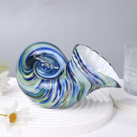 Porte-stylo en forme de conque de nautile en verre créatif, ornements de décoration hydroponique