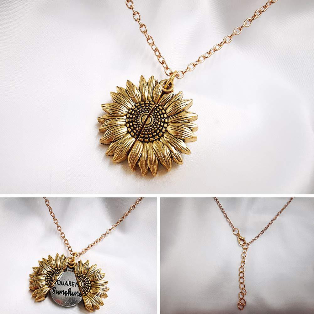 You Are My Sunshine Sunflower Necklace Women Men - Fashionner