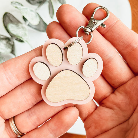 Pendentif Porte-clés Patte en Bois Créatif
