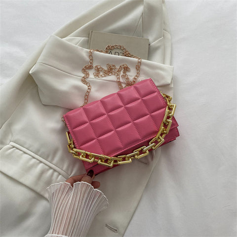 Solid Color Simple Chain Shoulder Bag - Fashionner